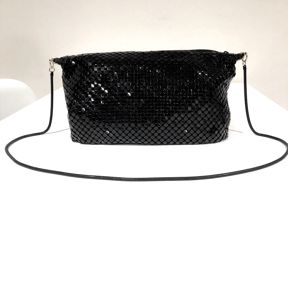 Vintage Black metallic mesh crossbody shoulder Bag